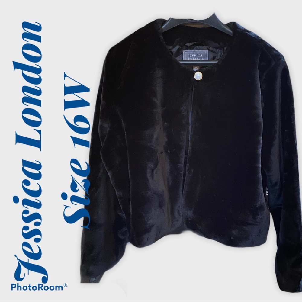 Women’s Plus Size 16 Faux Fur Black Jacket